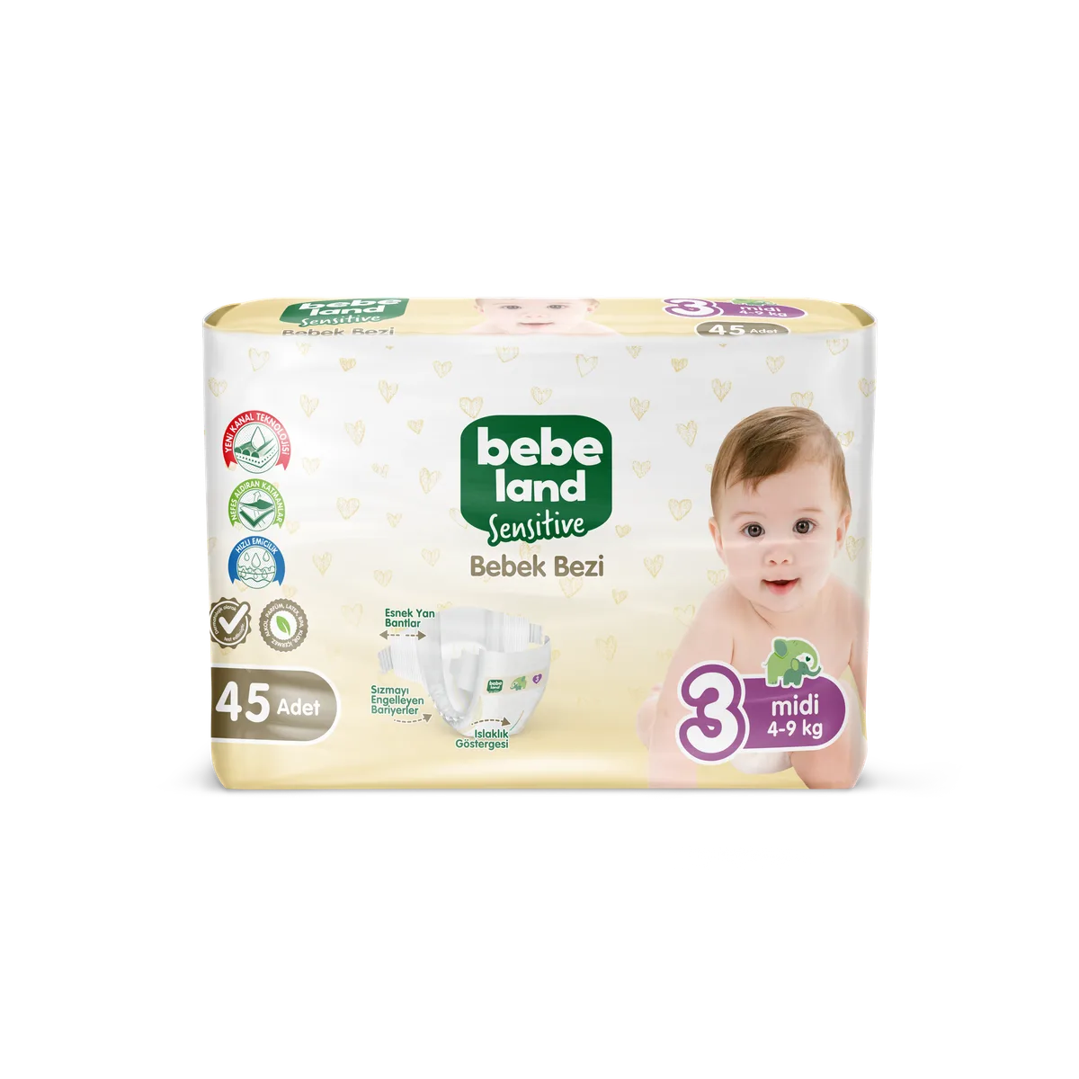 Bebeland Bebek Bezi Kanallı Midi 45 Adet