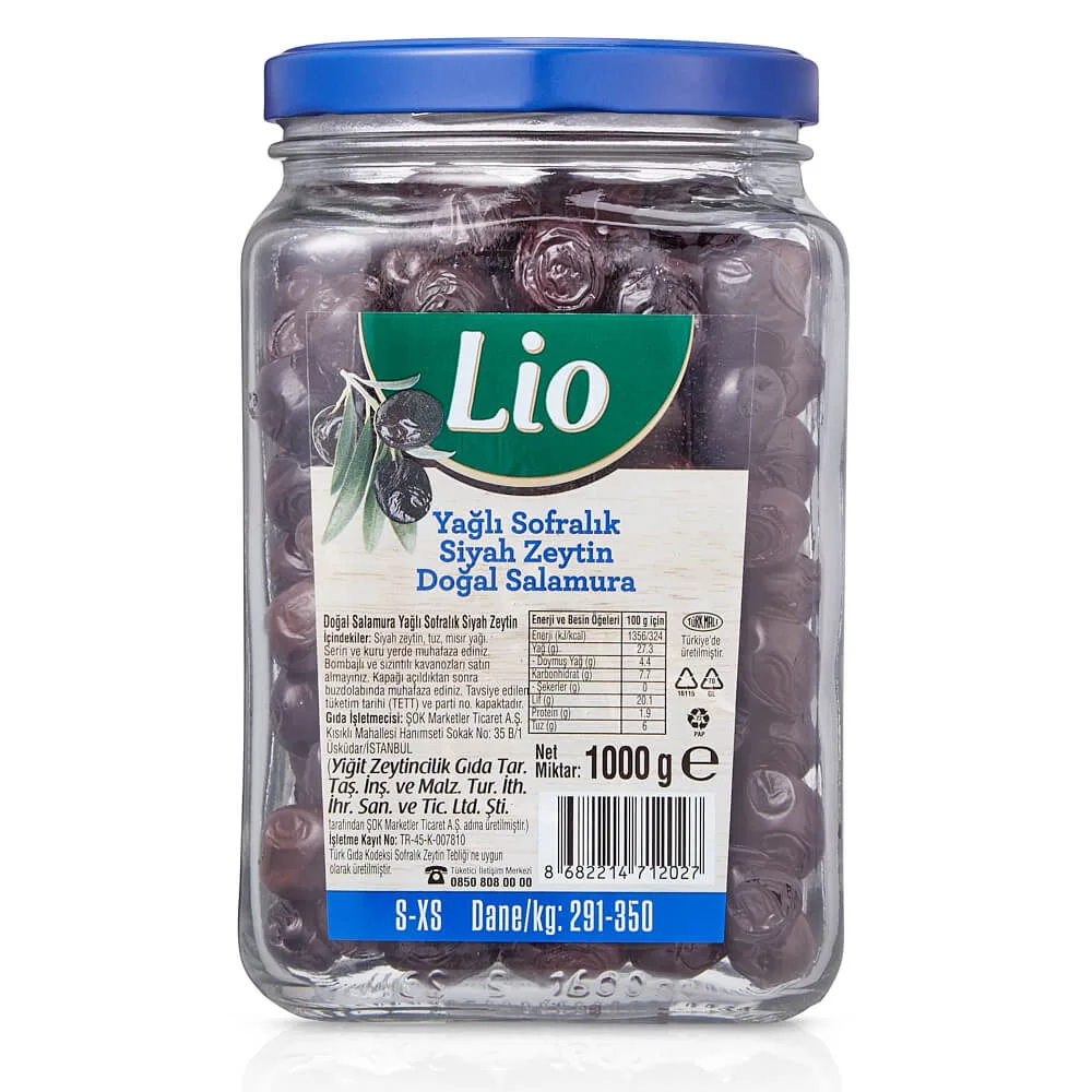 Lio Yağlı Siyah Zeytin Salamura (291-350) 1 kg