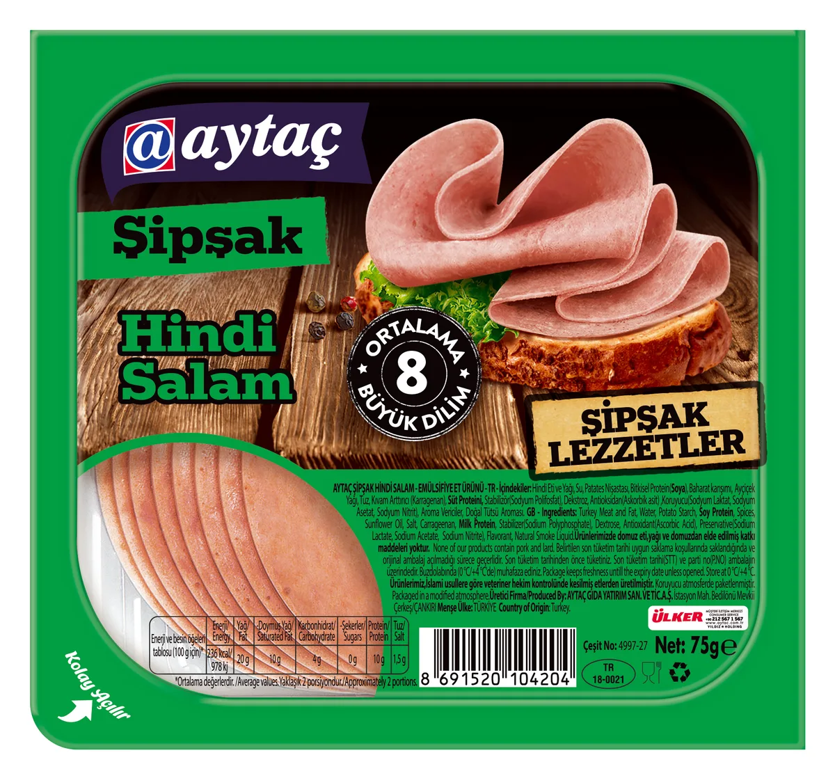 Aytaç Şipşak Hindi Salam Dilimli 75 g