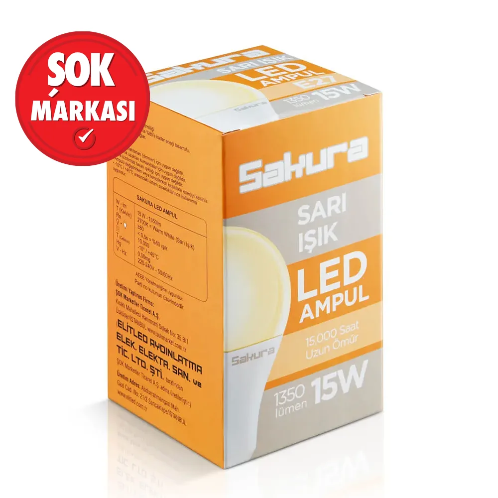 Sakura Led Ampül Sarı Işık 15w