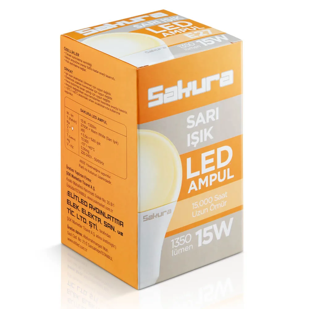 Sakura Led Ampül Sarı Işık 15w