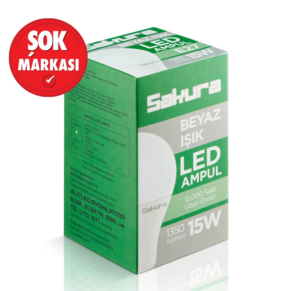 Sakura Led Ampül Beyaz Işık 15w