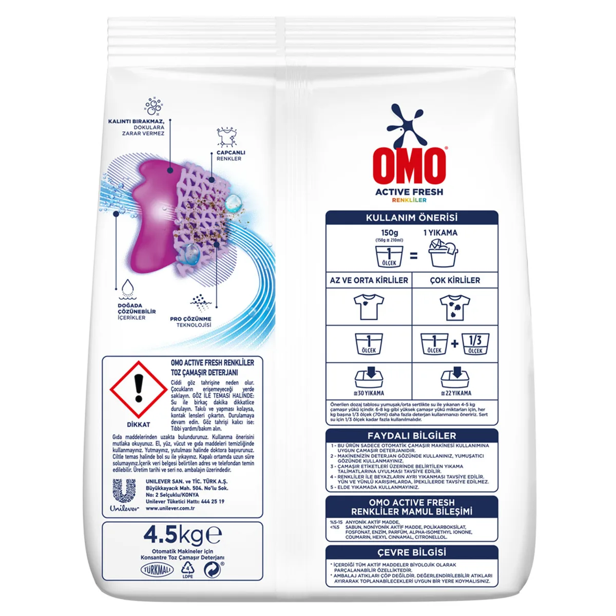 Omo Active Fresh Renkliler Toz Deterjan 4.5 Kg