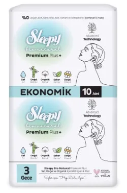 Sleepy Bionatural Premium Gece Hijyenik Ped 10'lu