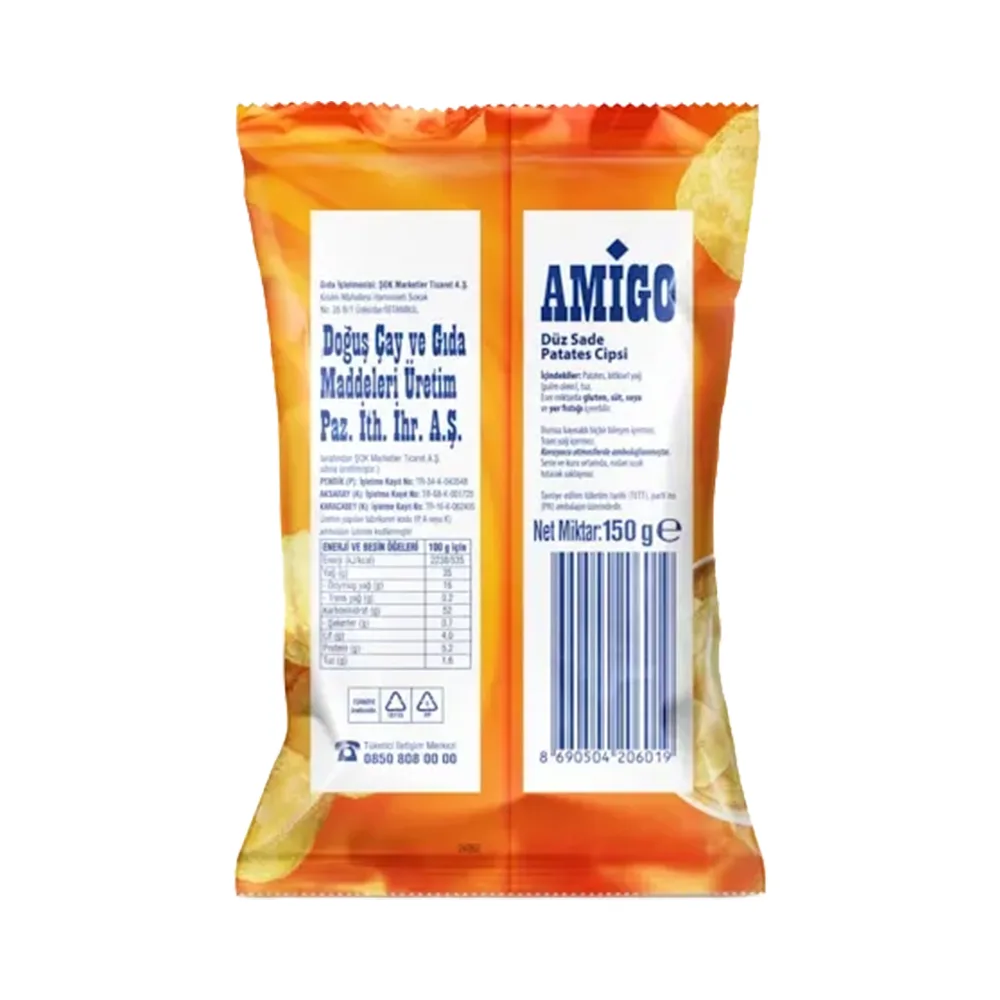 Amigo Düz Sade Patates Cipsi 150 g