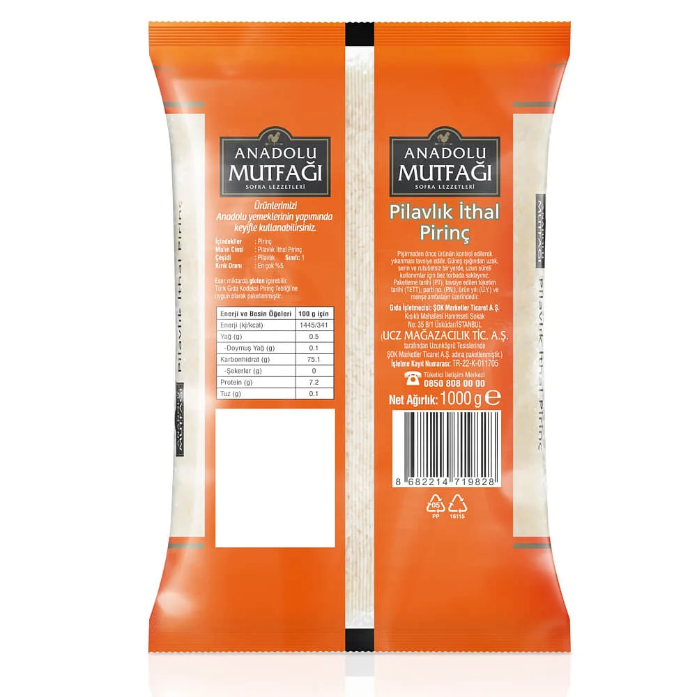 Anadolu Mutfağı İthal Pilavlık Pirinç 1 kg