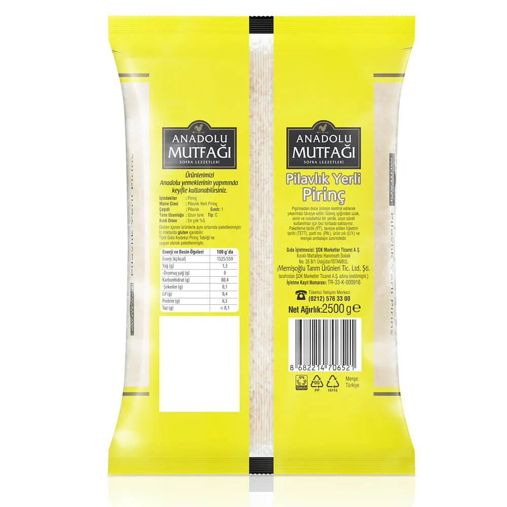 Anadolu Mutfağı Yerli Pilavlık Pirinç 2.5 kg