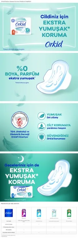 Orkid Ekstra Hassas Gece Hijyenik Ped 16'lı