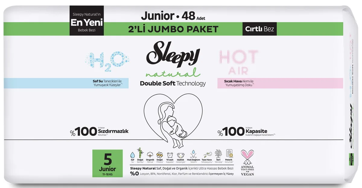 Sleepy Natural Double Soft Bebek Bezi Junior 48'li
