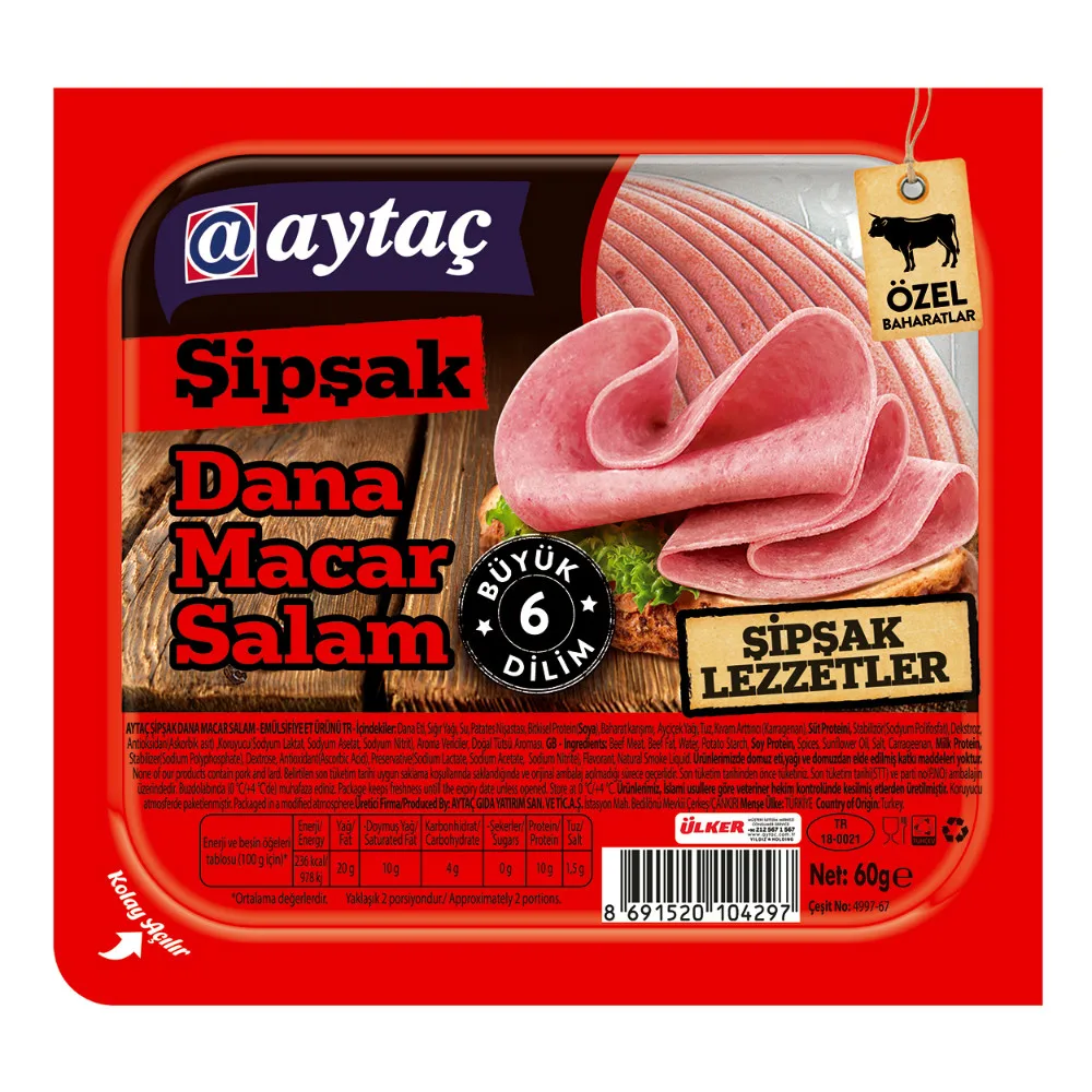 Aytaç Şipşak Dana Salam Dilimli 60 g