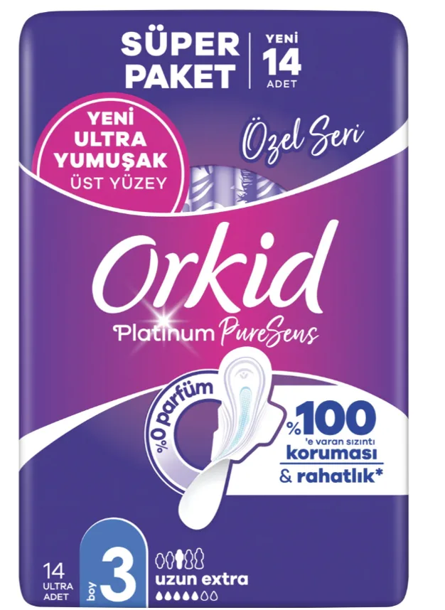 Orkid Platınum Özel Seri Uzun Extra Hijyenik Ped 14'lü