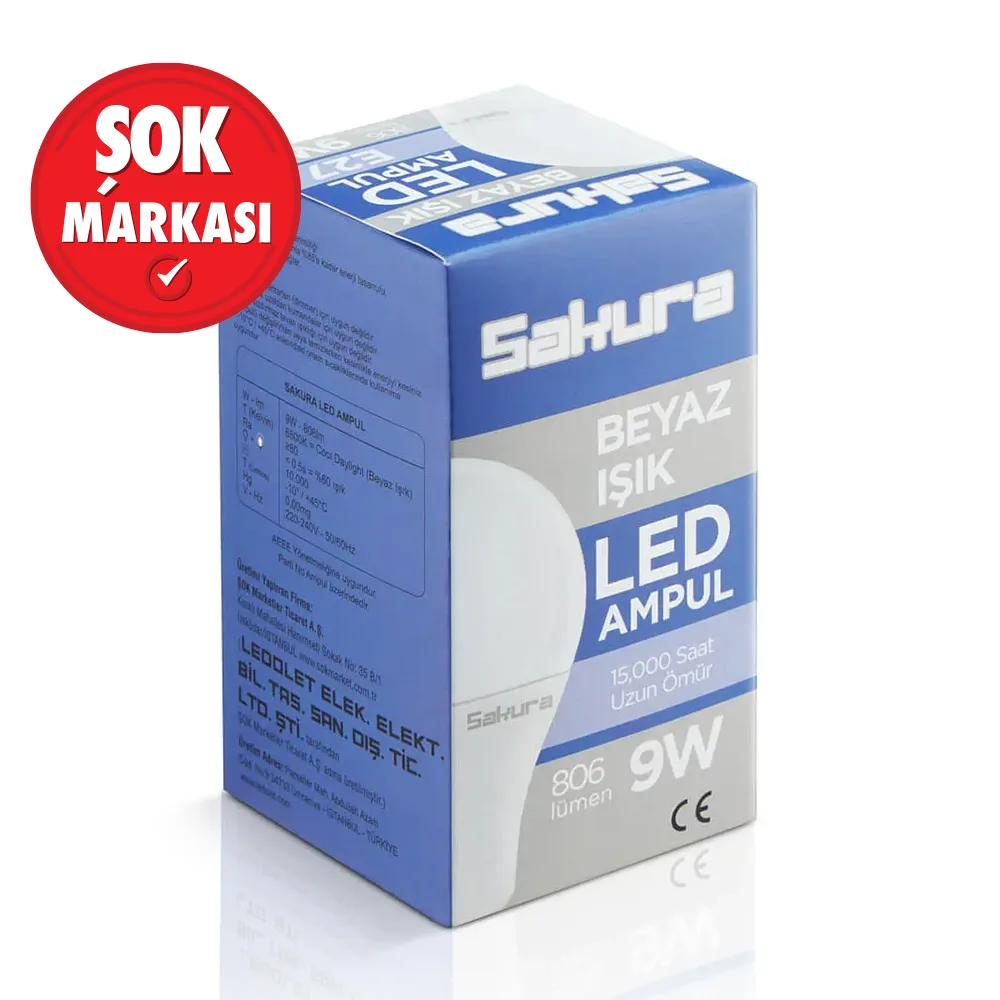 Sakura Led Ampül Beyaz Işık 9 W