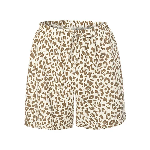 Koza Kadın Krinkıl Kumaş Şort Leopar Desenli L-xl
