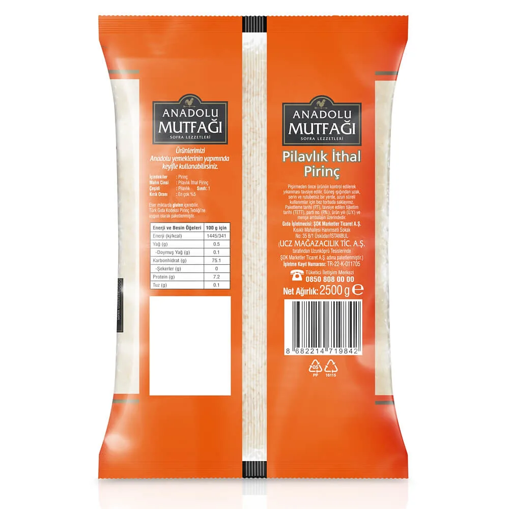 Anadolu Mutfağı İthal Pilavlık Pirinç 2.5 kg